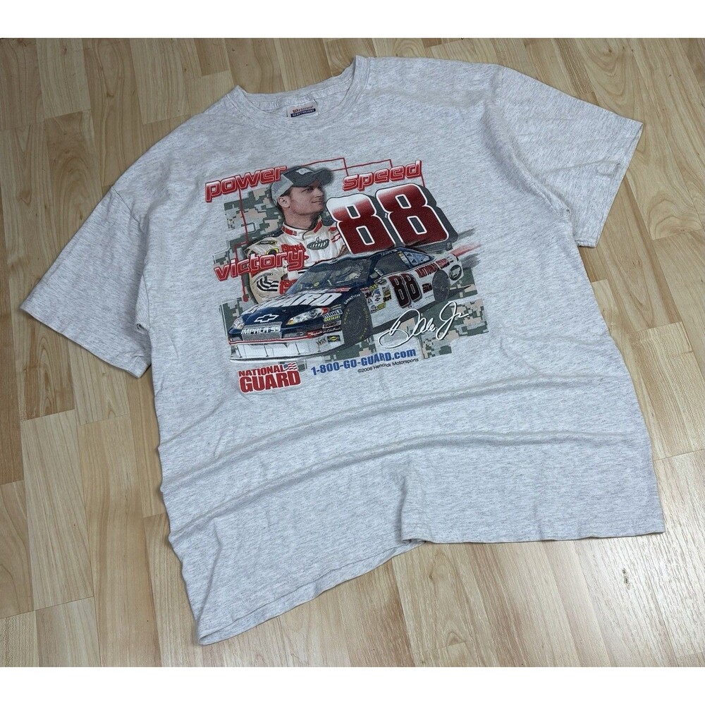 Vintage Y2K 2008 NASCAR Dale Earnhardt Jr Graphic T-Shirt / Grey / Size Large